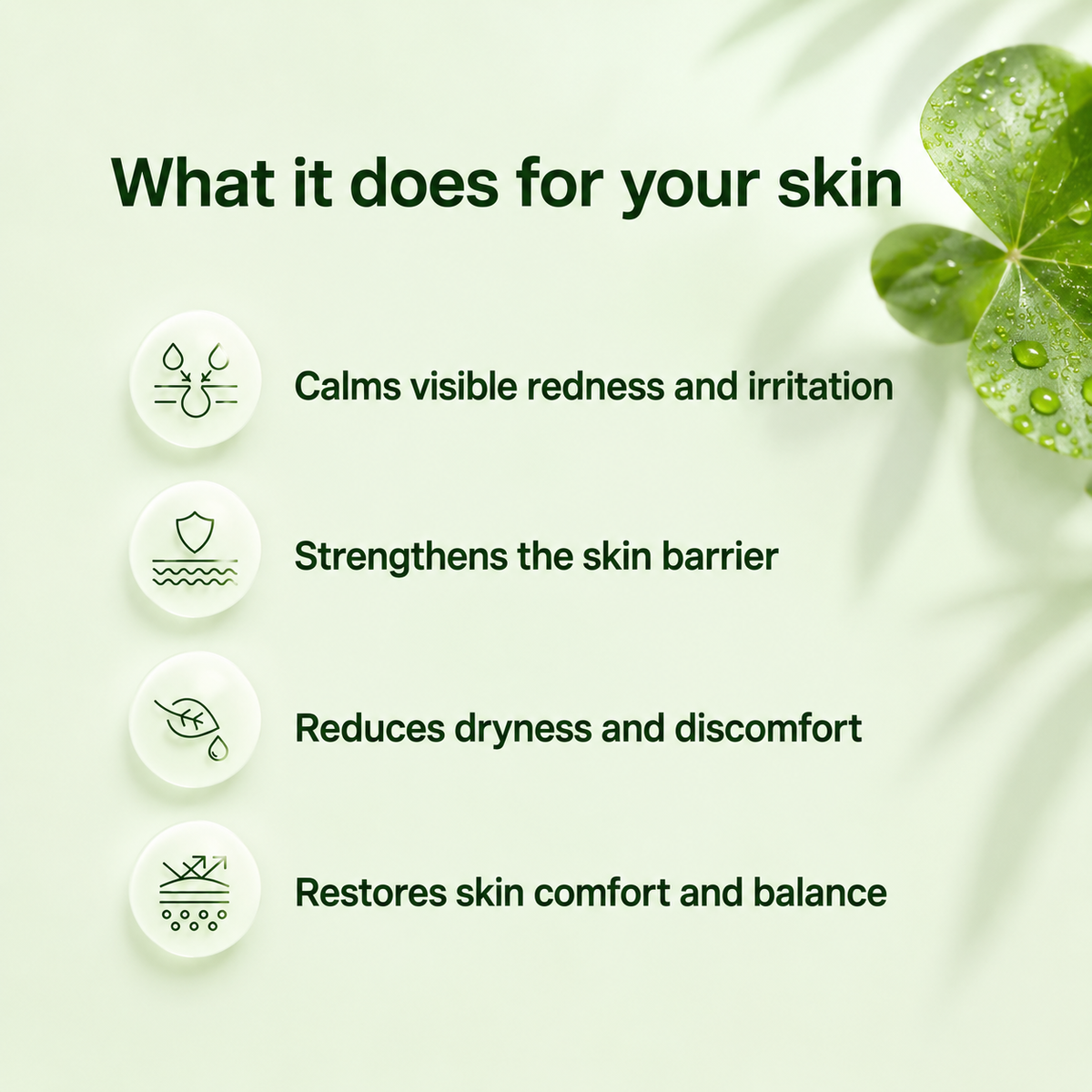 A golden-beige skincare infographic with three circular close-ups at the top showing skin texture and pore details, accompanied by text: 'Removes dirt, sunscreen and light makeup,' 'Leaves skin soft and balanced,' and 'Prevents post-cleanse dryness.' Below, a glossy wave of translucent golden serum or oil flows over a row of clear bubble-like spheres.